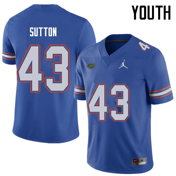 Jordan Brand Youth #43 Nicolas Sutton Florida Gators College Football Jerseys Sale-Royal - Click Image to Close